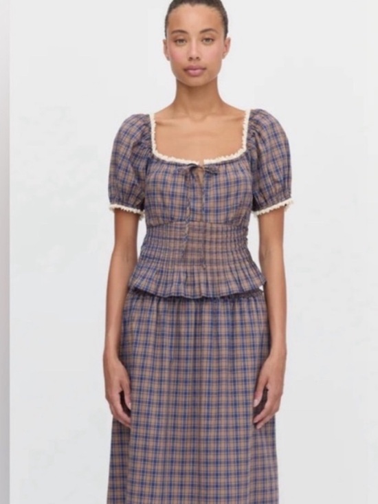 Hill House Home Spencer Plaid Paulina Top XS